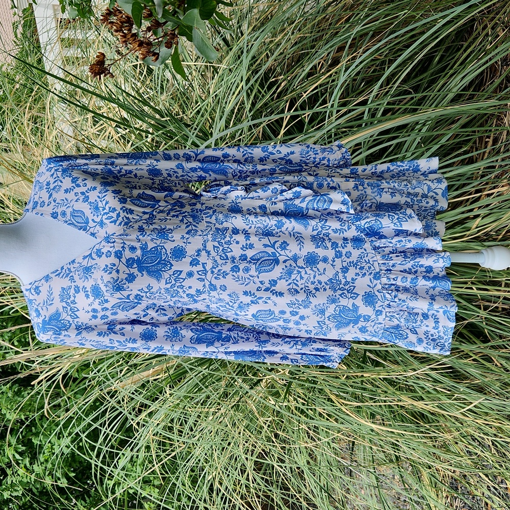 Love Stitch Blue White Wrap Dress M price fixed